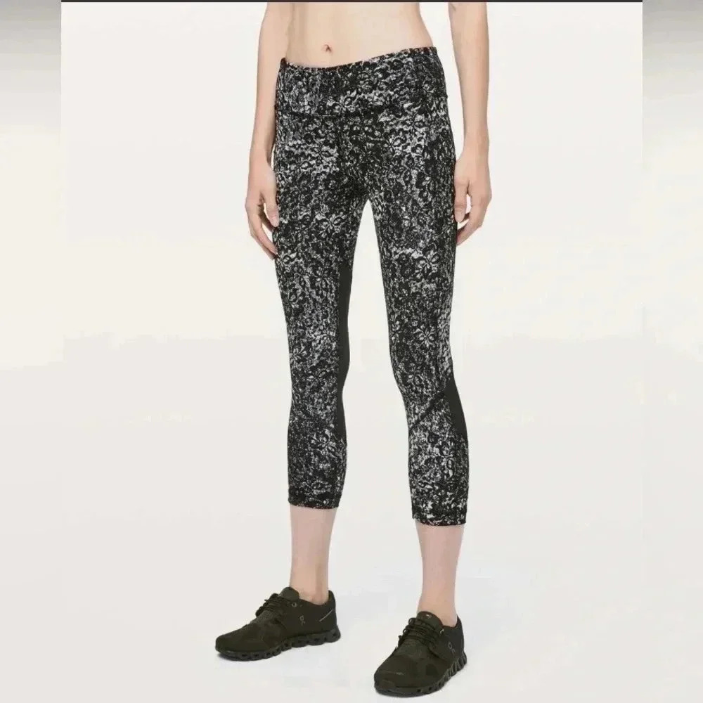 Lululemon Pace Rival Crop *22" Achromatize Ice Grey Black 6